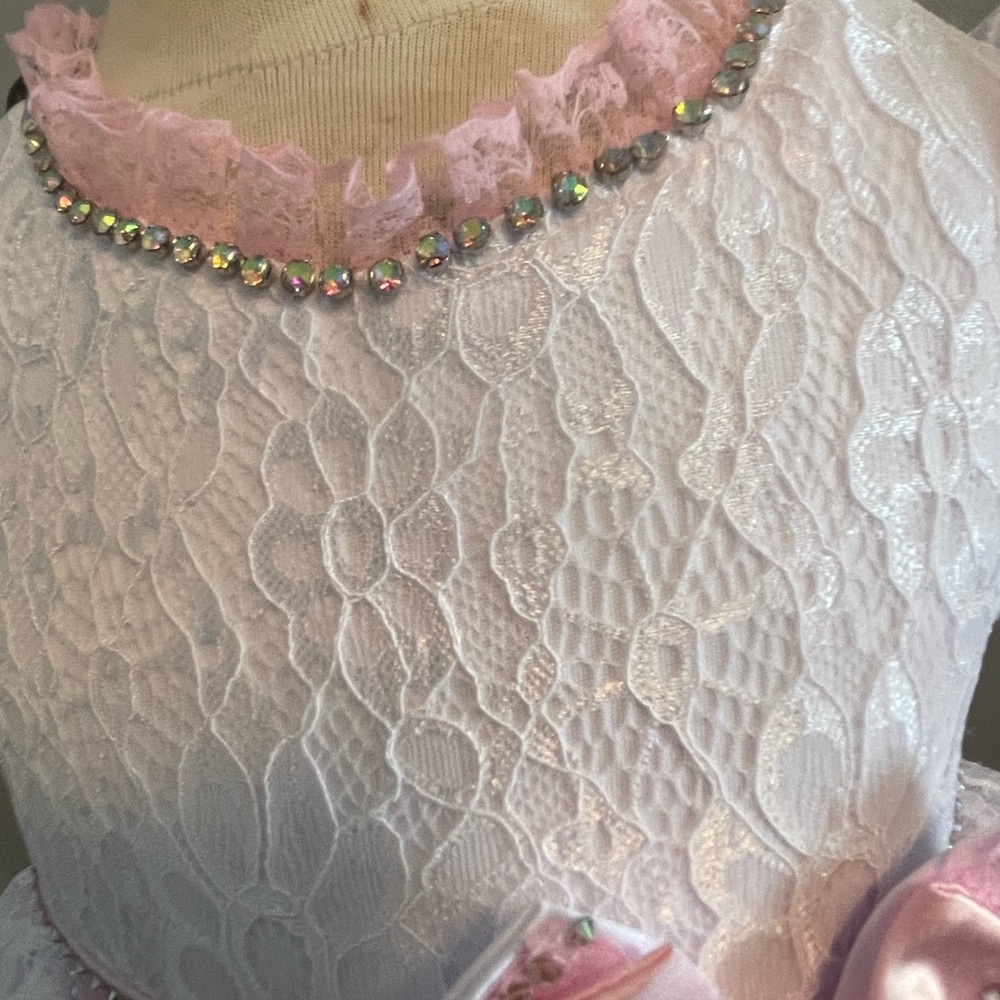 Charming Pink and White Lace Easter birthday Princess pageant girl dress - Picture 2 of 4